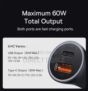 Baseus 60W Golden Contactor Max Dual Fast Charging Car Charger
