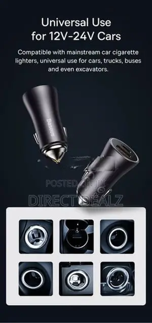 Baseus 60W Golden Contactor Max Dual Fast Charging Car Charger