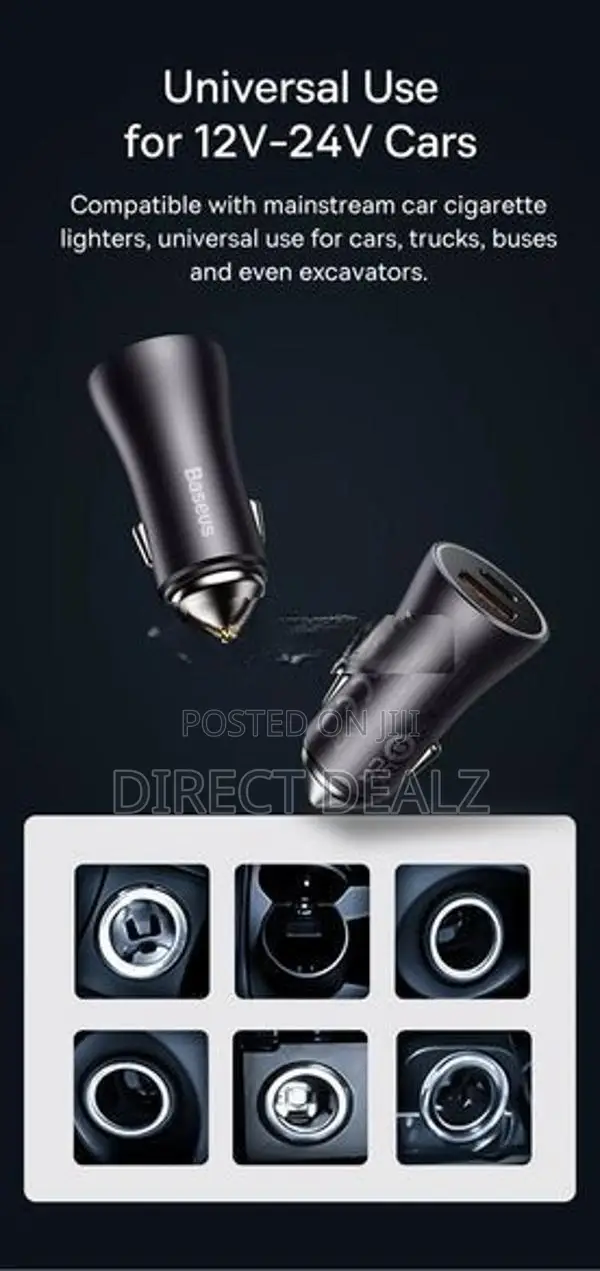 Baseus 60W Golden Contactor Max Dual Fast Charging Car Charger