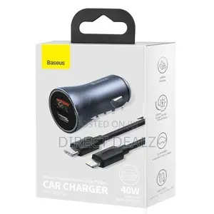 Baseus 40W Dual Ports Car Charger with Type-C to Lightning Cable