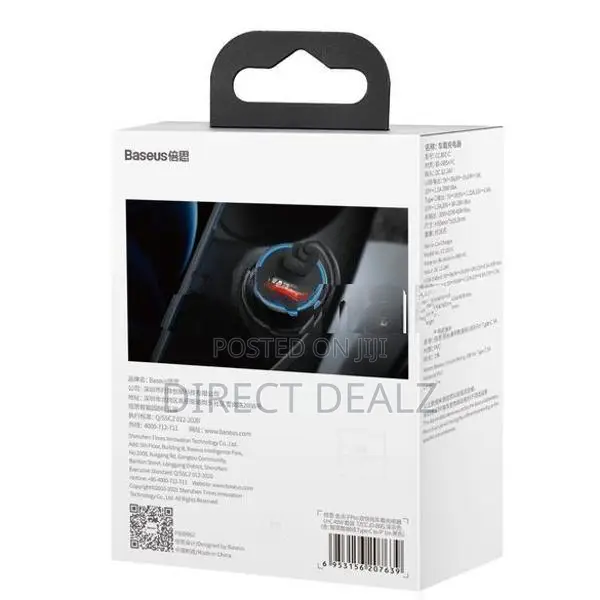 Baseus 40W Dual Ports Car Charger with Type-C to Lightning Cable