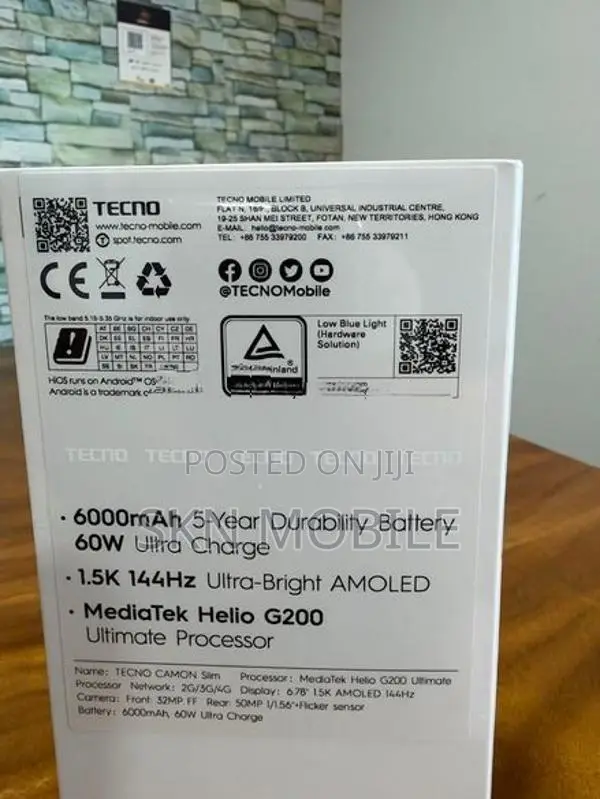 Tecno Camon slim 8GB 256GB (Brand New)