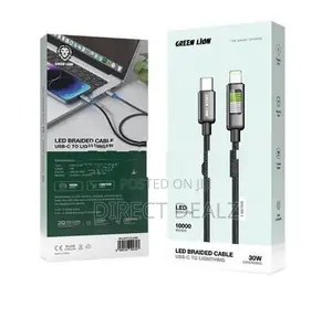 Green Lion LED Braided USB-C to Lightning Cable