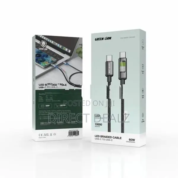 Green Lion LED Braided USB-C to Cable