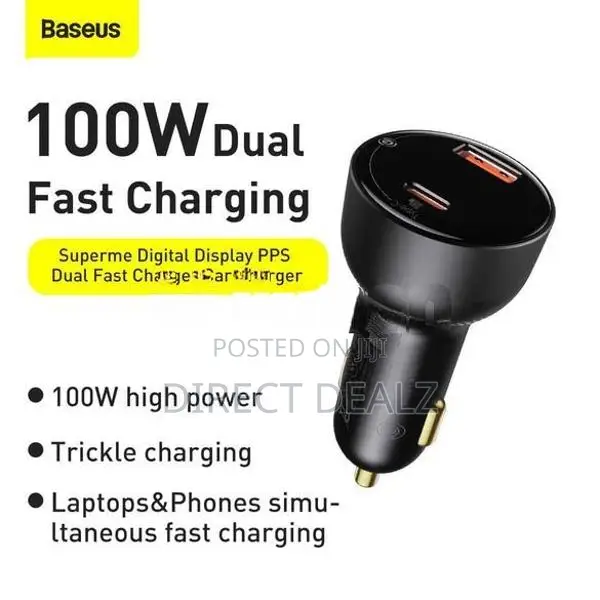 Baseus 100W Superme Digital Display PPS Dual Ports Car Charger