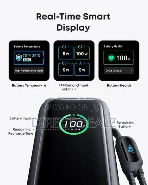 Anker Power Bank 25K 165W with Built-In and Retractable Cables