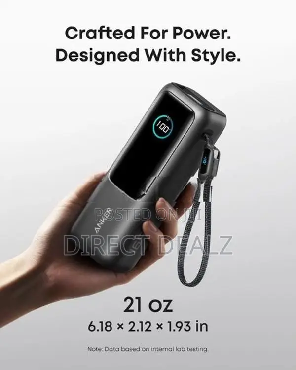 Anker Power Bank 25K 165W with Built-In and Retractable Cables