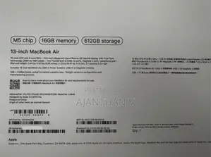 Laptop Apple MacBook Air 16GB Apple M5 SSD 512GB