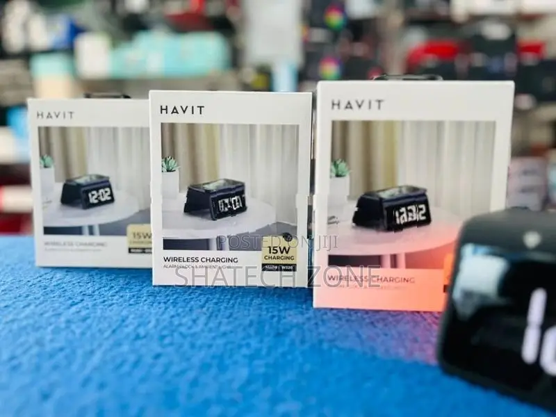 WIRELESS CHARGER + ALARM CLOCK - HAVIT 15W FAST CHARGING