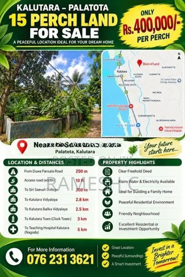 Land For Sale Palatota, Kalutara