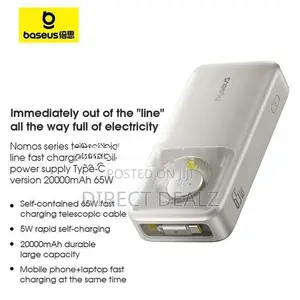 Baseus NOMOS 65W 20000mAh Power Bank with Built-in Type-C Cable