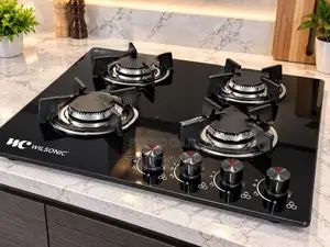 Wilsonic HOB-8004 4 Burner Built-in Gas Hob – 7mm Black Glass