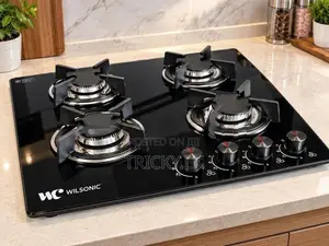 Wilsonic HOB-8004 4 Burner Built-in Gas Hob – 7mm Black Glass