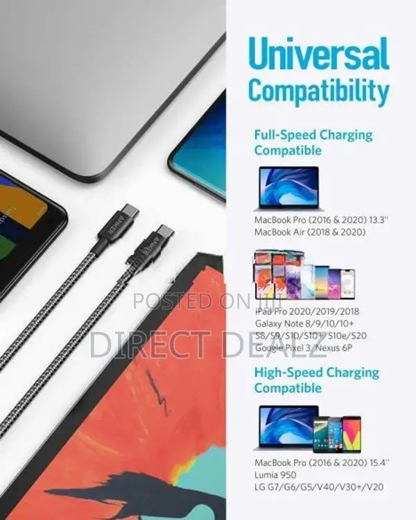 Anker A8752 USB-C to 60W Nylon Braided Cable – 1M