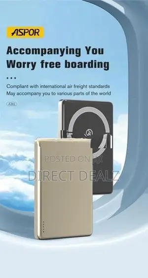 Aspor A381 Wireless Magnetic Portable Mini 5000mAh Power Bank
