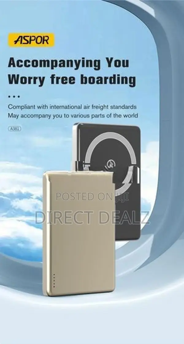 Aspor A381 Wireless Magnetic Portable Mini 5000mAh Power Bank