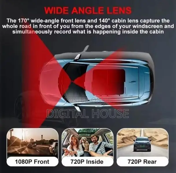 car camera dash wifi 12mp HD Front + inside reverse recording 3in1 new