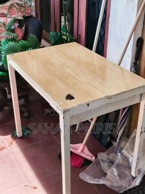 Used Office/ Study Tables Melamine Top With White Steel Frame