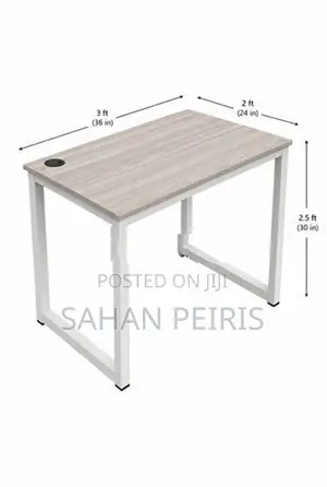 Used Office/ Study Tables Melamine Top With White Steel Frame