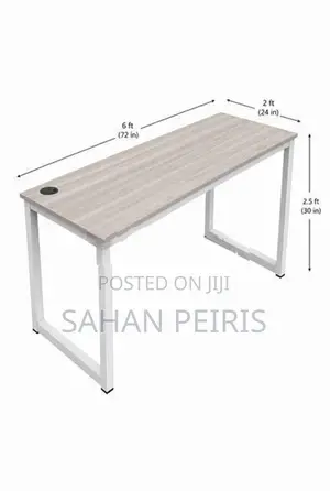 Used Office/ Study Tables Melamine Top With White Steel Frame