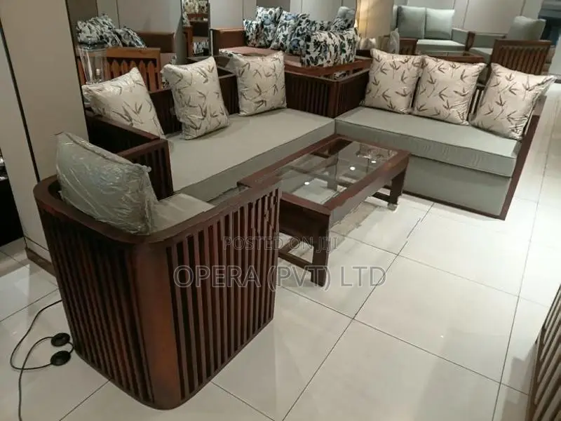Mahogany Slatted Sofa Set
