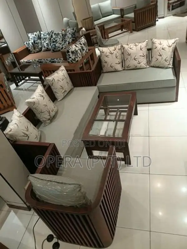 Mahogany Slatted Sofa Set
