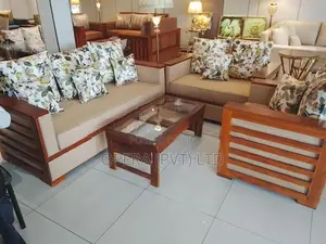 Floral Teak Wood Sofa Set