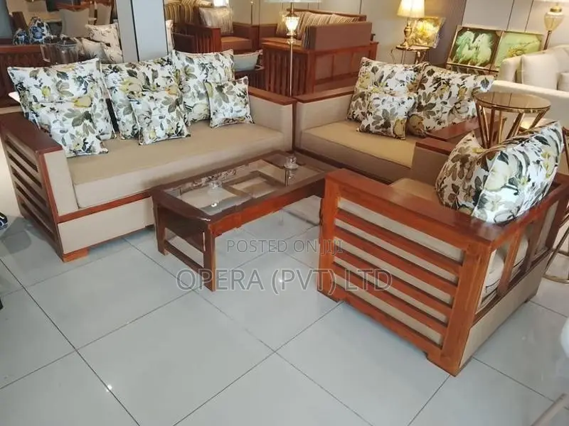 Floral Teak Wood Sofa Set