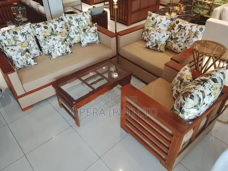 Floral Teak Wood Sofa Set