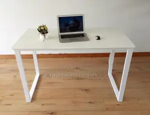 White Computer Table With Steel Leg (099)