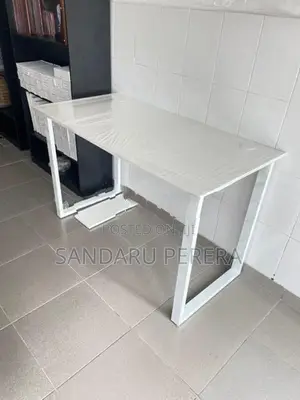 White Computer Table With Steel Leg (099)
