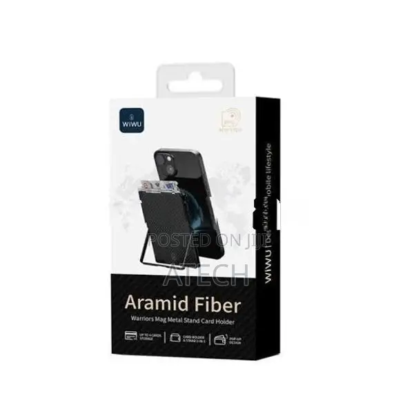 WiWU Warriors Aramid Fiber MagSafe Metal Stand Card Holder