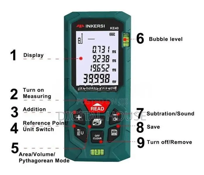 Laser Tape Distance Meter Digital 131ft / 40meter - Model Inkersi new