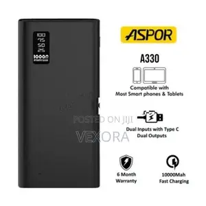 Aspor A330 Power Bank 10000mAh – 2 Output Ports