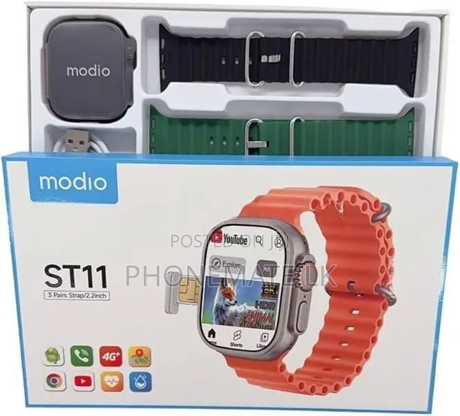 Modio-ST11 Smartwatch With 3 Pairs Strap,2.2 Inch