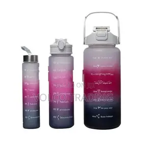 3-In-1 Gradient Motivational Water Bottle Set