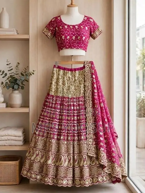 Pink Heavy Work Lehenga - 3 Piece Set