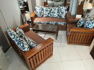 Elegant Teak Wood Box-Style Sofa Set