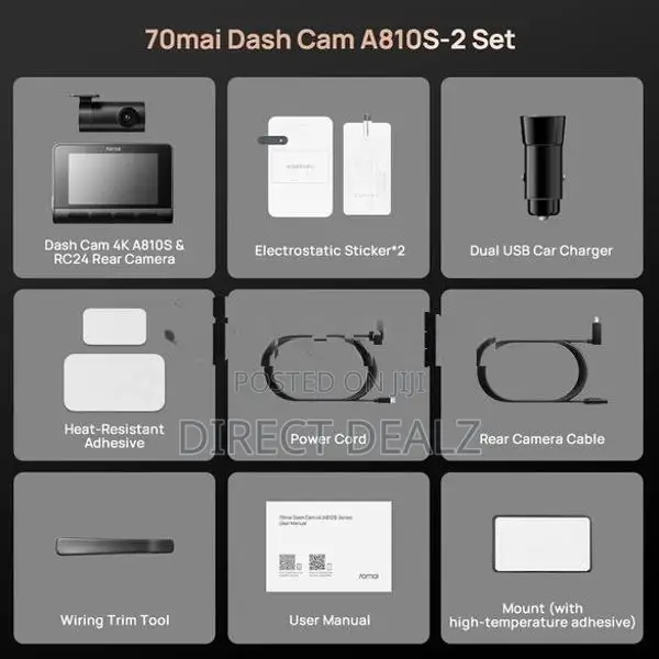 70mai A810 4K Dash Cam with Rear & Hardwire Kit