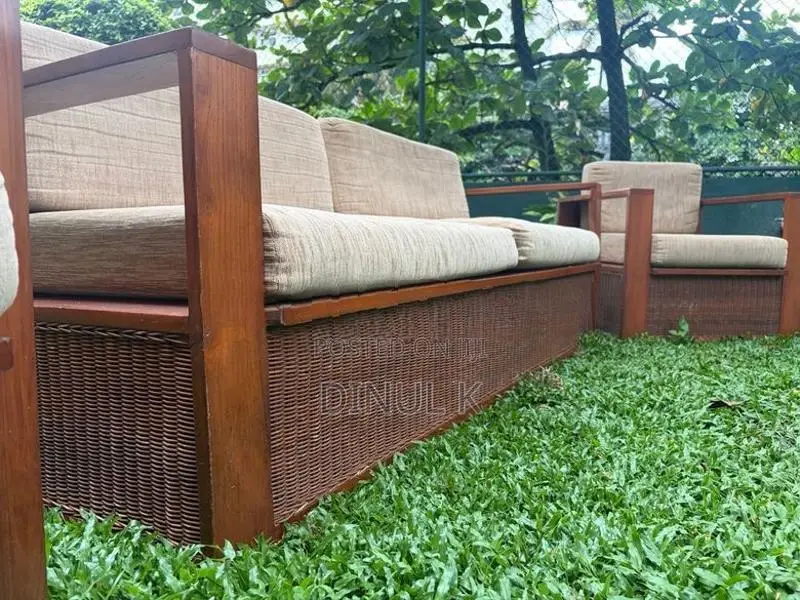 Teak With Cane Sofa Set 3 Seater + 2 Armchairs