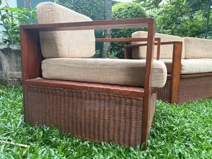 Teak With Cane Sofa Set 3 Seater + 2 Armchairs
