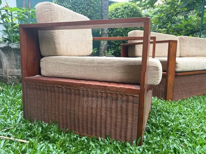 Teak With Cane Sofa Set 3 Seater + 2 Armchairs