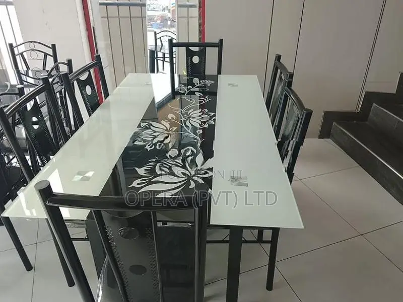Restaurant සඳහාම සුදුසු Glass Top 6 Seater Dining Set