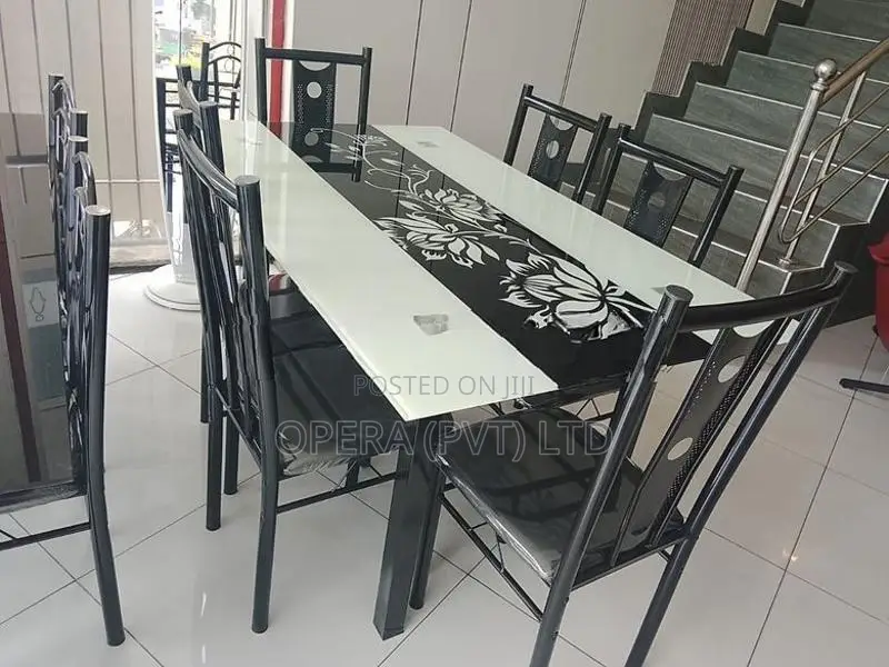 Restaurant සඳහාම සුදුසු Glass Top 6 Seater Dining Set