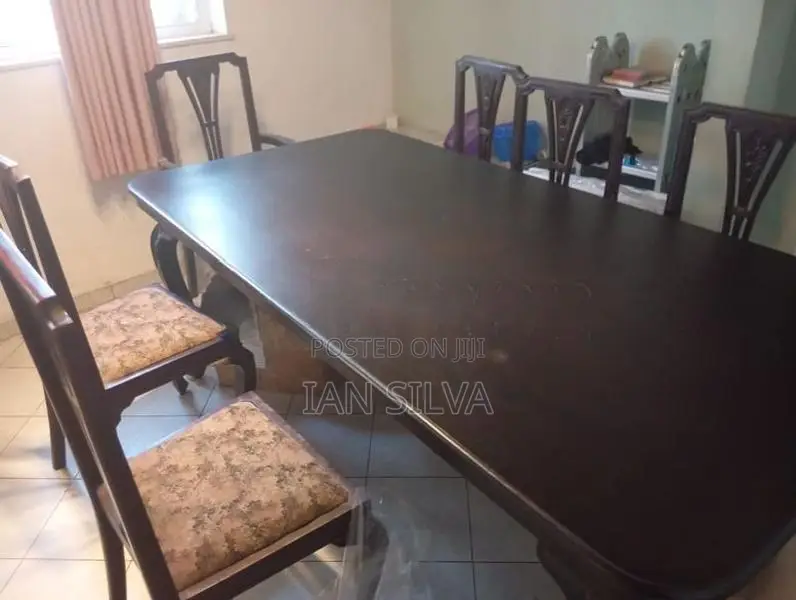 Wooden Timber Dining table - 7 Chairs