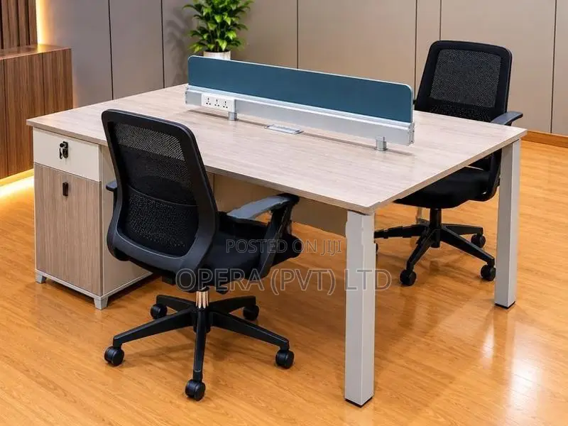 Modern Workstation Table +2 Office Chairs එකට හොඳම තේරීම