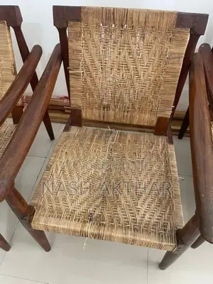 Vintage Solid Teak Cane Armchairs – Set Of 4