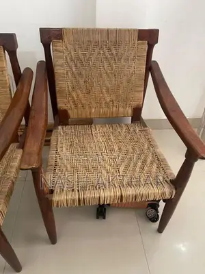 Vintage Solid Teak Cane Armchairs – Set Of 4