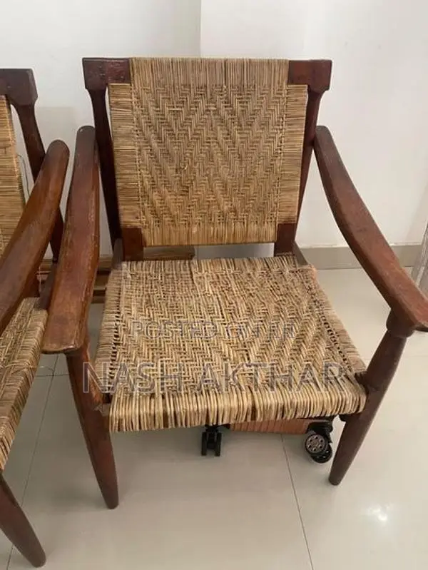 Vintage Solid Teak Cane Armchairs – Set Of 4