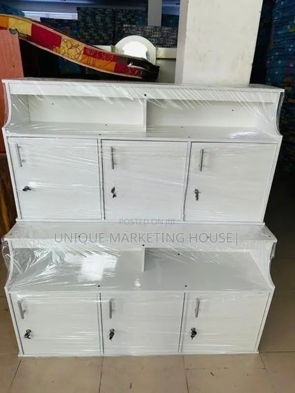 MODERN 4FT WHITE MELAMINE R/M PANTRY CUPBOARD